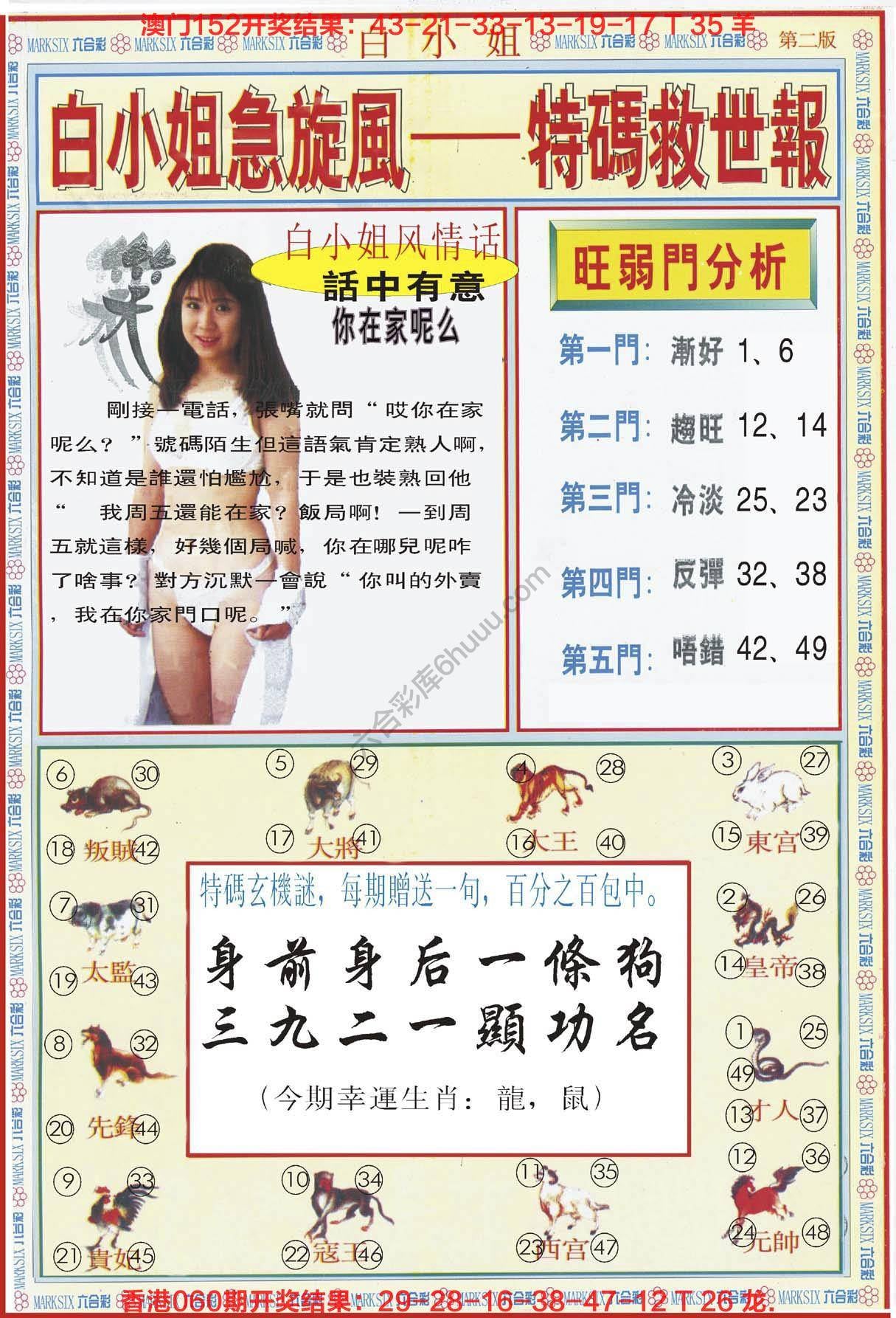 六合彩心水图库2｜白小姐急旋风特码救世报