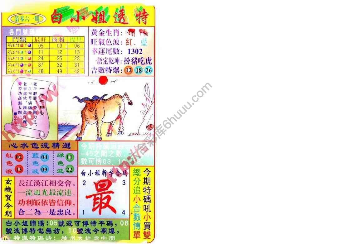 六合彩心水图库14｜白小姐透特