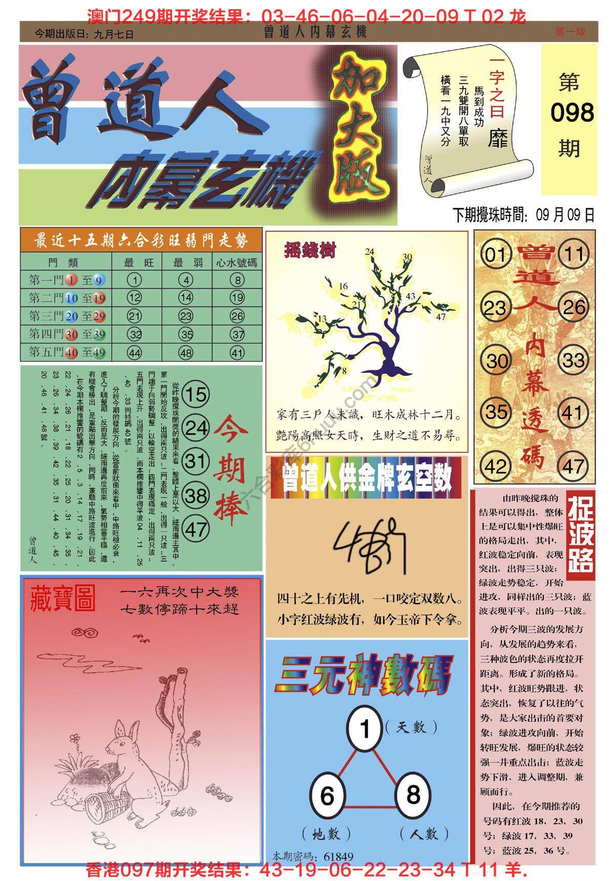 六合彩心水图库12｜曾道人内幕玄机（加大版）