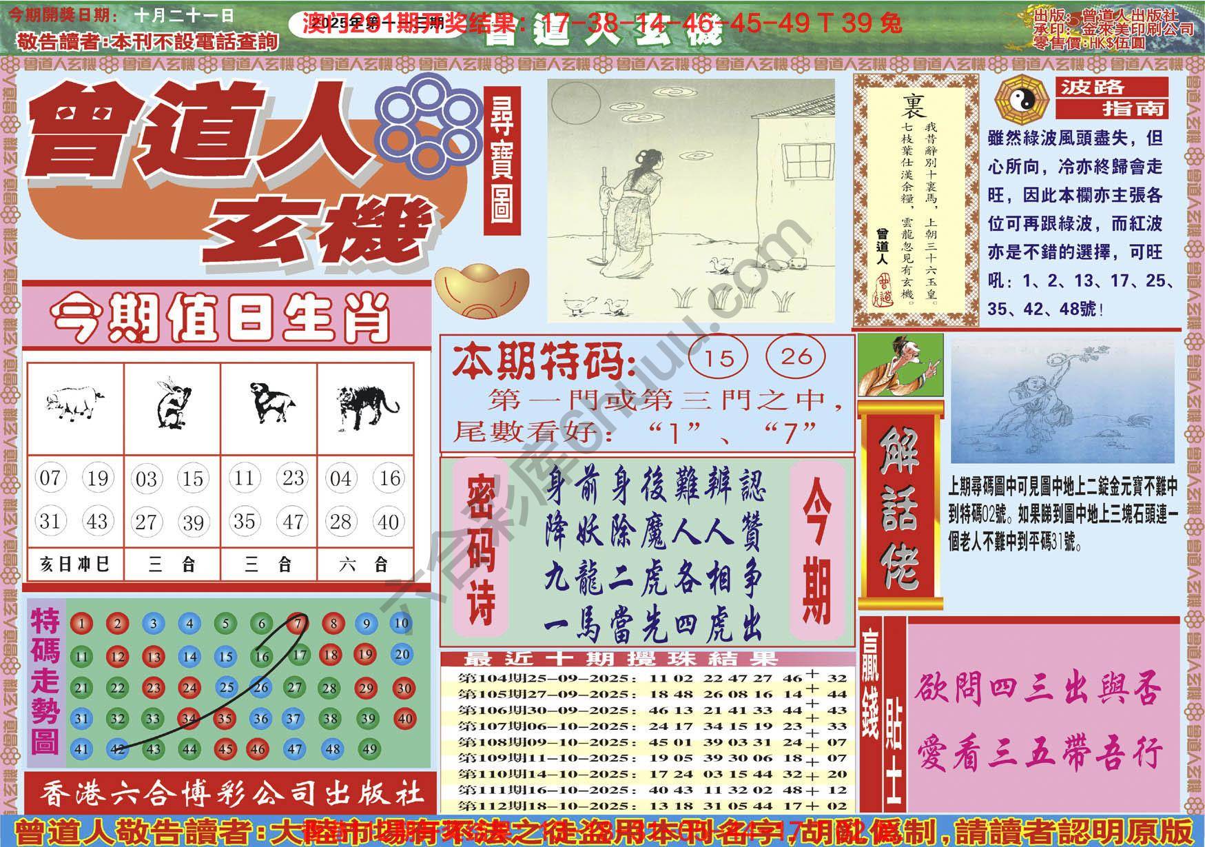 六合彩心水图库6｜曾道人玄机
