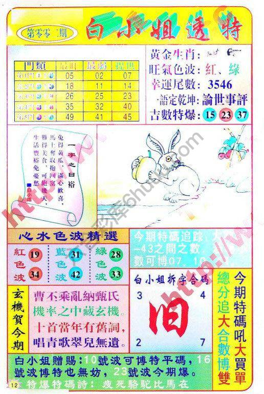六合彩心水图库12|白小姐透特 六合彩心水图库12|白小姐透特