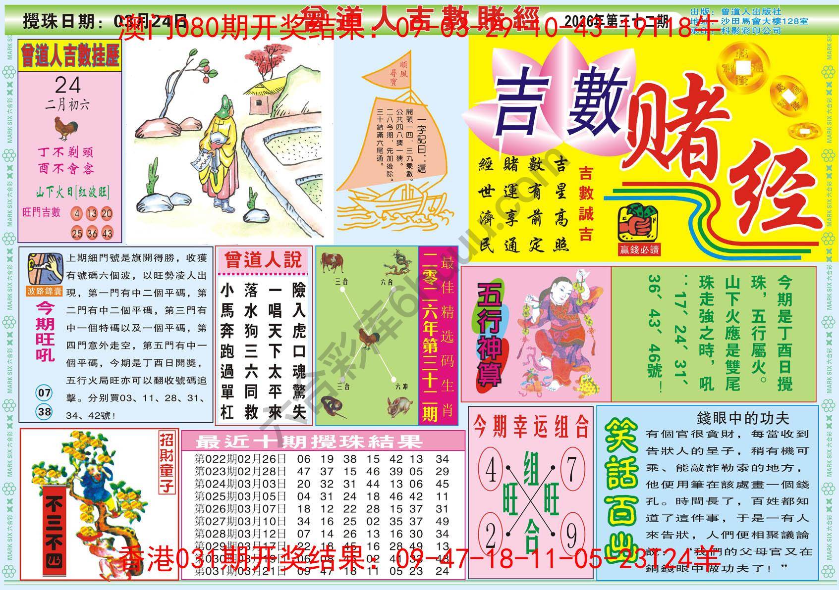 六合彩心水图库6｜曾道人吉数赌经