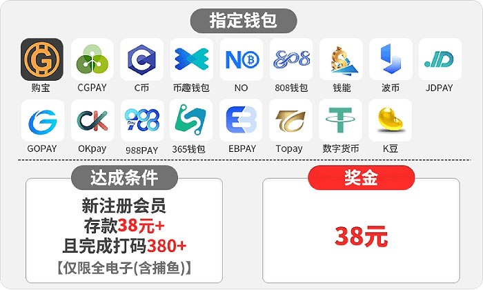 指定电子钱包加码38